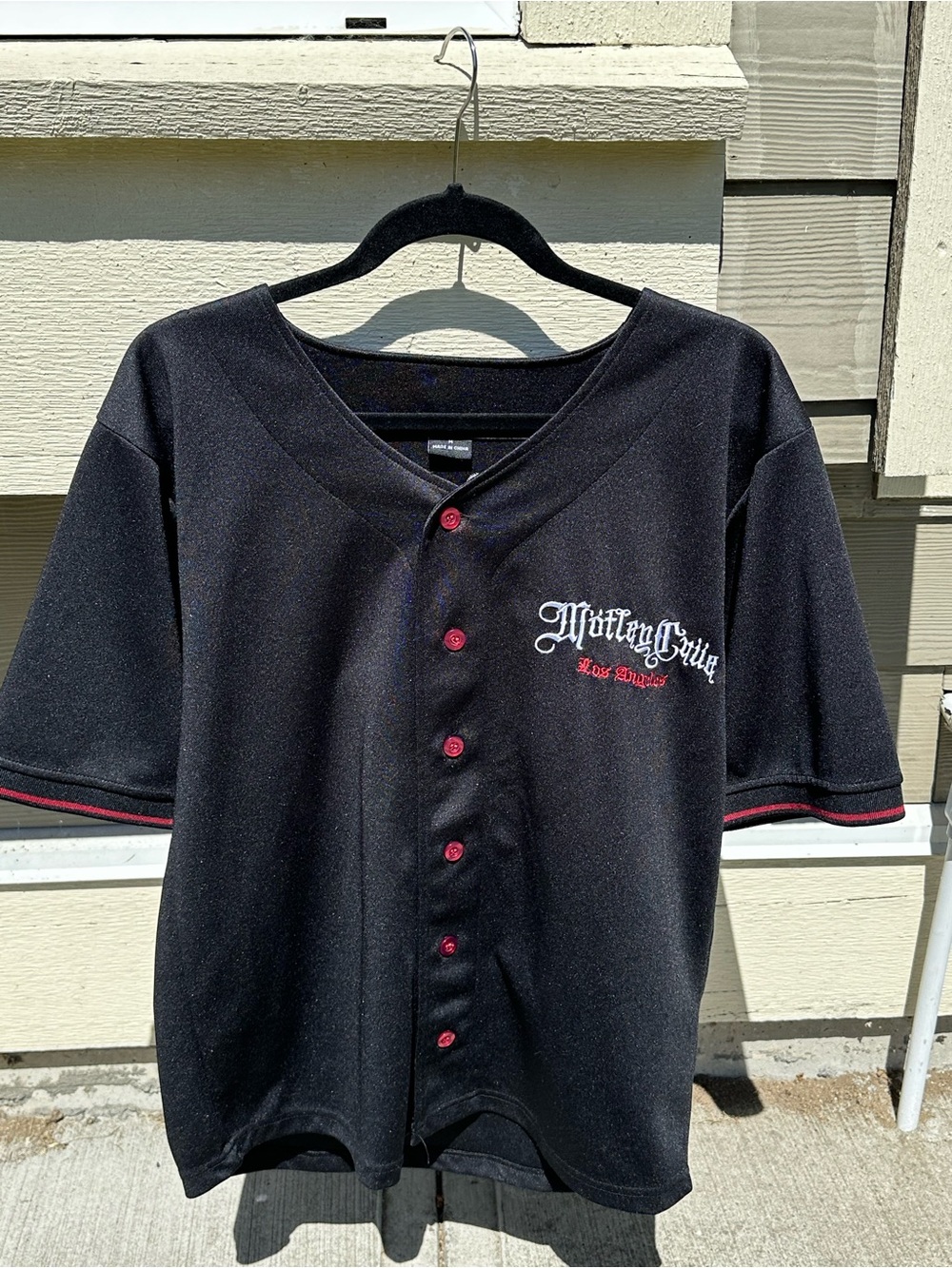 Mötley Crüe Black Baseball Jersey with Red Accents